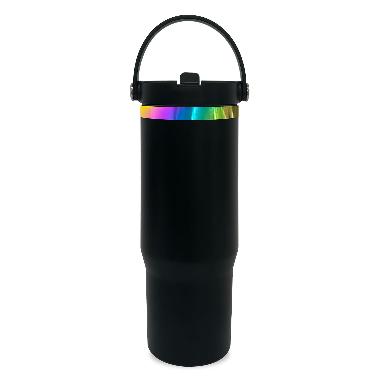 Photo 1 of *** DENTED/GREEN TAG IS NOT CORRECT PHOTO FOR ITEM REFERENCE*** Metalya 30 oz Tumbler with Handle and Straw, Vacuum Insulated Tumblers with Flip Straw and Top Handle, Leakproof Powder Coated Tumbler, Stainless Steel Travel Mug for Coffee Water (Black)