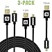 AUAUA Micro USB Cable[3-Packs] 2.1A Fast Charging & High Speed Data Sync,Anti Winding Design,for Android Devices,Samsung, Sony, HTC, Motorola and More (Black 10cm&1.2m&2m)