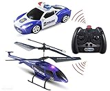 Haktoys ATS HAK329/S339 Mini 3.5 Channel Enforcement Team Police RC Helicopter and RC Car Set with Gyroscope and Flashing LED Lights | Ready to Fly and Drive | RC Hobby Toy for Kids, Teens and Adults