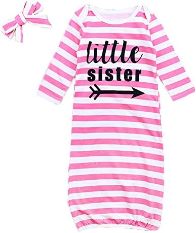 Mellons Newborn Baby Boys Girls Pajamas Letter Printed Stripe Long Sleeve Sleepers With Hat