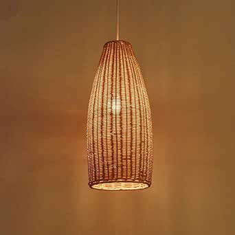 Lámpara De Mesa Lámpara Colgante De Mimbre De Mimbre Larga Lámpara