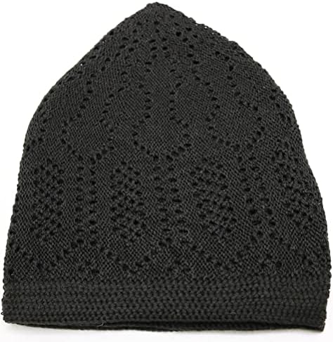 Plain Dark Brown Cotton Open-Knit Turkish Muslim Islamic Kufi Hat