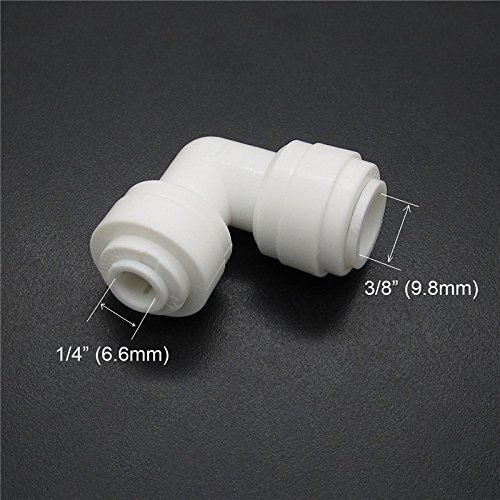 Malida 1/4 Inch OD 3/8 Inch OD Elbow Push Fit Tube Union Connect Filtered water fittings (5-pack)