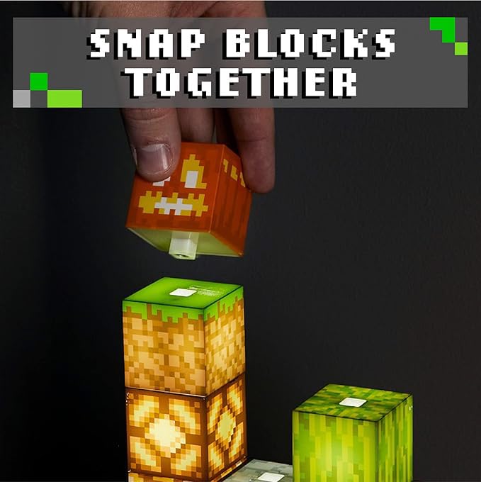 Paladone Minecraft Building Block Night Light – Officially Licensed LED Lamp for Boys’ Bedrooms, Gaming Decor & Gifts – Fun Minecraft Room Accessory
