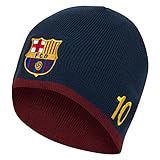 Club Licensed Barcelona Messi 10 Knitted Beanie Hat - Navy
