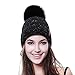 FURTALK 30% Wool Winter Beanie with Real Fur Pom Pom Knittd Cuff Hat for Women Girls