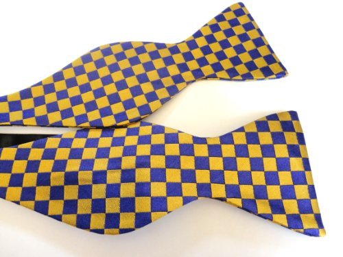 100% SILK SELF-TIE BOW TIE - PURPLE & GOLD CHECKER - OMEGA PSI PHI, LSU, EAST CAROLINA