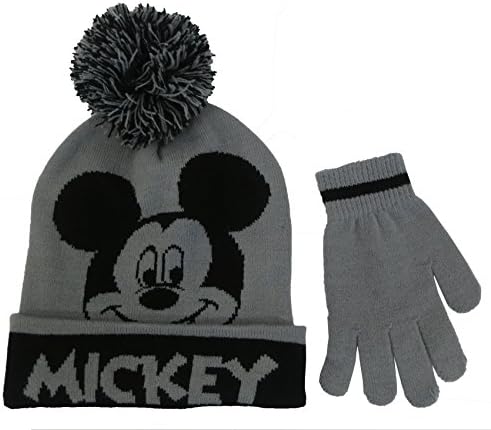 Disney Mickey Mouse Beanie Hat and Mitten Set - Size Boys 8-18 [4013]