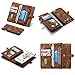 Wallet Phone Case Card Holder Detachable Magnetic Slim Case with Zipper Storage , Brown , For 4.7 inches (iPhone 6/6S)