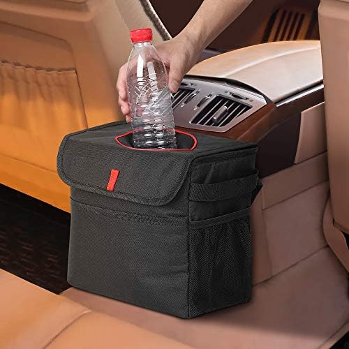 Nex 車用ゴミ箱 防水ナイロンハンギング ブラック 5 大好評 車用ゴミ袋 蓋と収納ポケット付き
