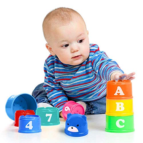 elecnewell Stack Up Cup Toys Rainbow Nesting & Stacking Cups Baby