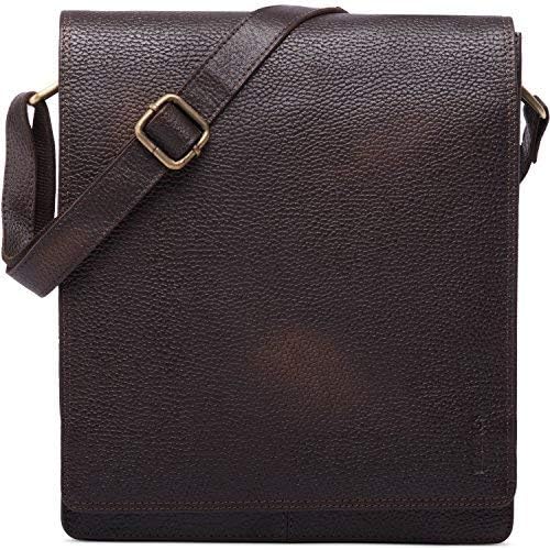 LEABAGSLeather Messenger Bag - Genuine Buffalo Leather up to 13" Laptop Bag - Shoulder Bag Crossbody Briefcase Work Vintage