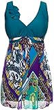 Wantdo Women's Slimming Vintage Flared Fit Swimsuit,BlackishGreen,US 6,Asian Size : 2XL US 6 Blackishgreen