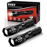 Wsky LED Tactical Flashlight - S1800 Powerful Waterproof Flashlight - High Lumen, Zoomable, 5 Modes - Perfect for Camping Biking Home Emergency or Gift-Giving (Batteries Not Included)