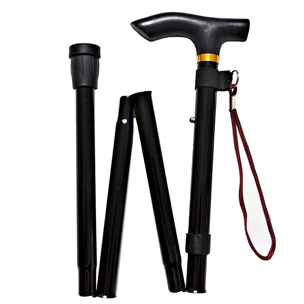 BETOY Folding Adjustable Walking Stick/Cane - Lightweight，Non-Slip Base, Unisex Walking Stick Cane for Men Women,Portable Cane with T Handle