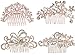Pack of 4 Bridal Wedding Hair Comb Overtone Rose Gold Crystal Rhinestones Pearls Women Hair Side Combs Bridal Head Pin Headpiece