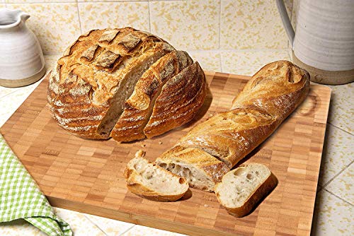 HHXRISE Thick Large Organic Bamboo Cutting Board Cheese Board, With 3 Built-In Compartments&Juice Grooves, Heavy Duty Chopping Board For Meat Bread Fruit(15.8x9.8x1.2'') Butcher Block BPA Free - Thumbnail 7