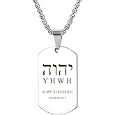 HOMLIFPER Hebrew YHVH YHWH Jehovah Names of God Pendant - Tetragrammaton Yahweh Blessed Prayers Necklace - Hebrew Yahweh Amulets Religious Jewelry for Men Women