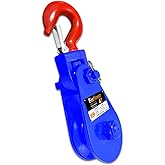 FITHOIST 4Tons(8800lbs) Snatch Block with Hook | 4 1/2" Sheave for 1/2" Inch Wire Rope | High Strength Snatch Blocks for Towing and Recovery Applications | Tow Truck Rollback Wrecker Car Hauler Winch