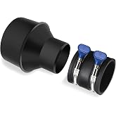 POWERTEC 70402 4" to 2-1/2" Hose Cone Reducer and 2-1/2" Dust Control Flex Cuff with Adjustable Key Hose Clamps for Dust Collection on Power Tool and Vacuum