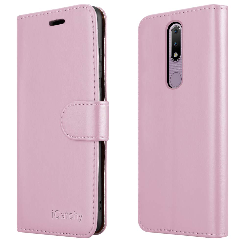 iCatchy For Nokia 2.4 Case Leather Wallet Book Flip Folio Stand View Cover Pouch for Nokia 2.4 (6.5'') Phone Case (Rose Gold) โ image 1
