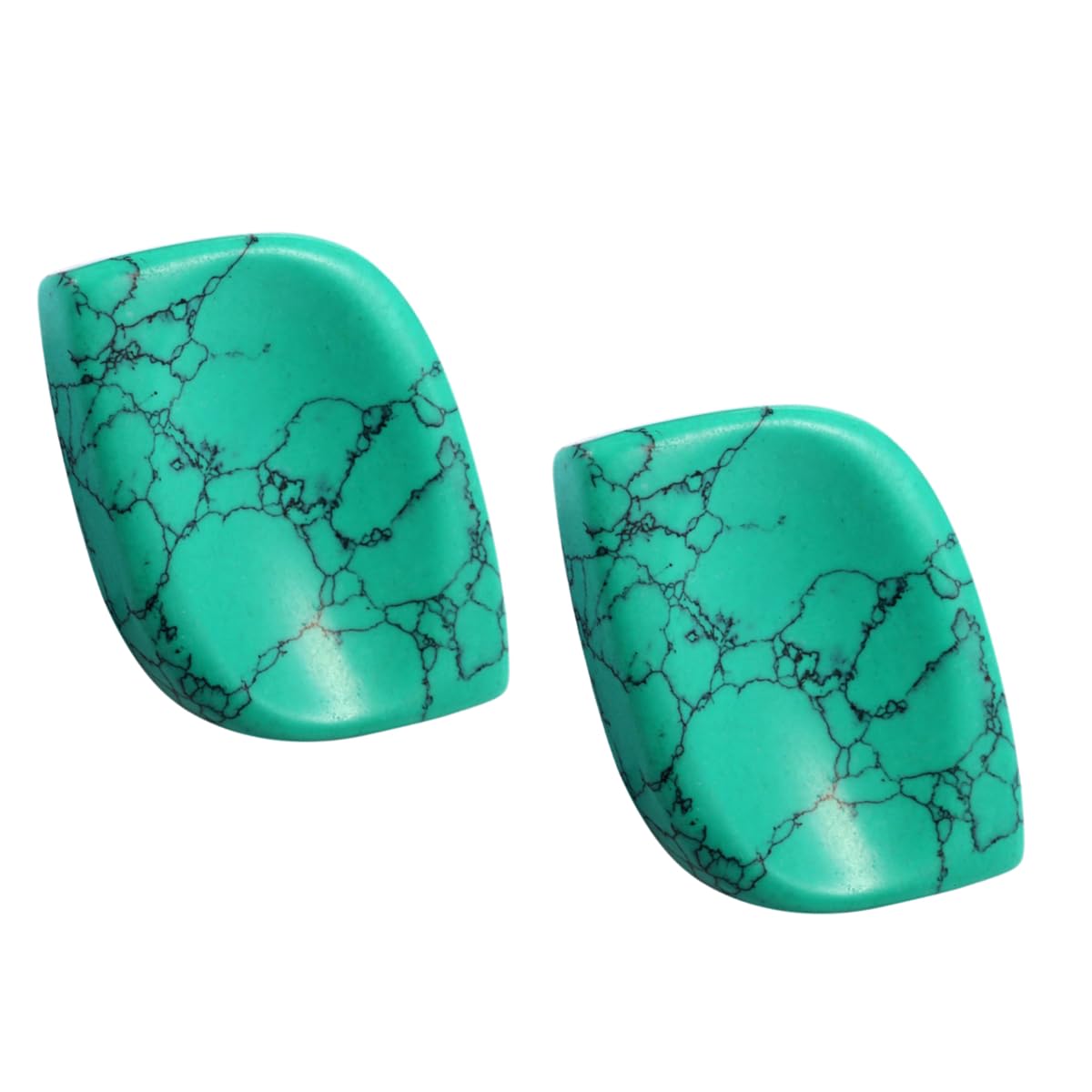 mookaitedecor Pack of 2 Green Howlite Turquoise Crystal Thumb Worry Stones for Anxiety Stress Relief, Polished Rhombus Pocket Stones Palm Quartz Healing Crystal Gifts for Reiki Chakra Balancing