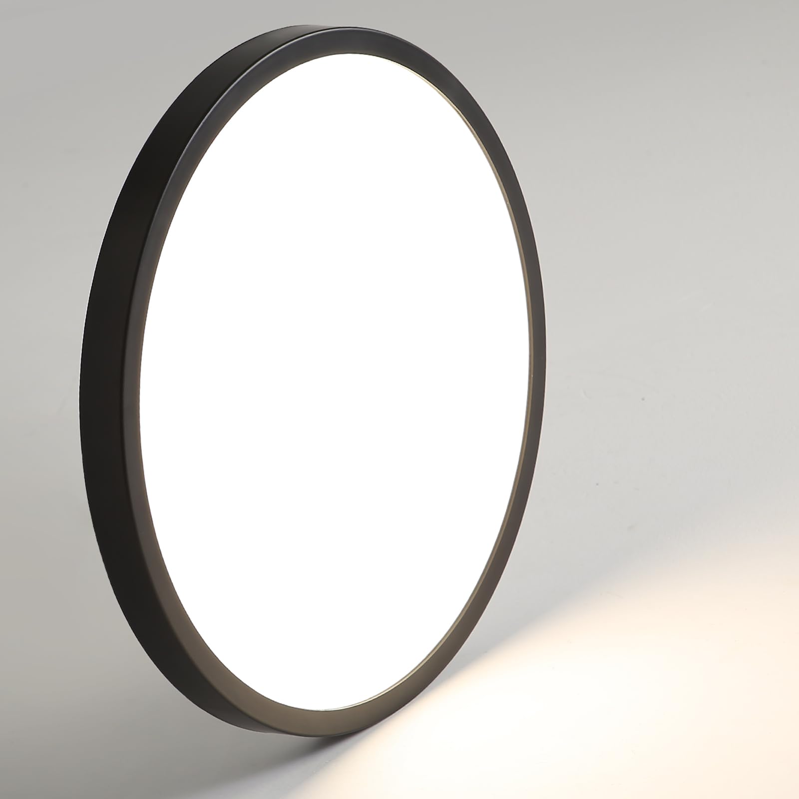 Mikeru 3000k Ceiling Light, 50cm Round Flush Ceiling Light 2.4cm Ultra-Thin Contemporary Warm Bathroom Lights 38W Large Black Hallway CeilingLight for Balcony, Warehouse