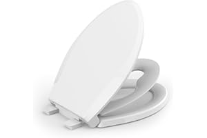 UNIQUELABEL Elongated Toilet Seat with Toddler Seat Built In, Built-In Potty Training Seat for Kids, Soft-Close, Quick-Release, Heavy Duty, Never Loosen, Easy to Clean, Plastic, Oval, White