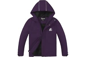 Spmor Boys Girls Waterproof Ski Jacket Hooded Snowboard Coat Windproof Winter Snow Outwear