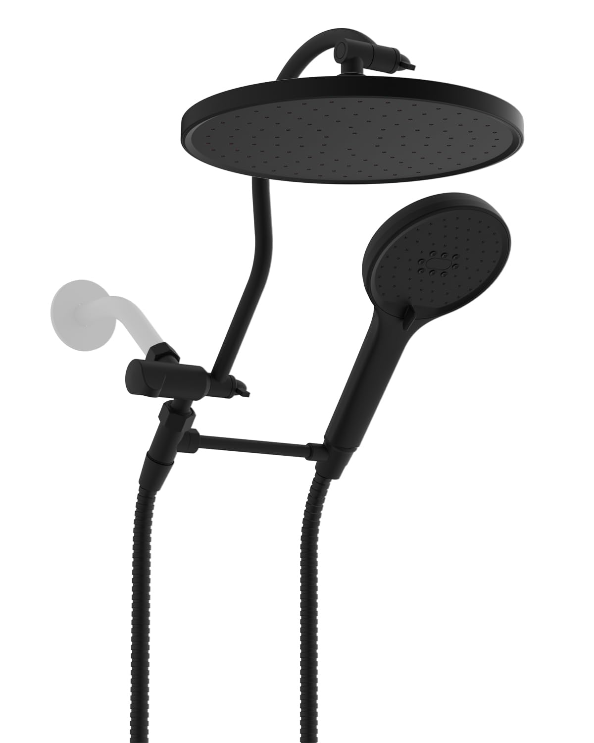 Photo 1 of Hibbent Self-cleaning Shower Head, 10'' High Pressure Rainfall Shower Head, Showerhead Combo/Handheld Shower Head, 12'' Adjustable Curved Shower Extension Arm, 71'' Hose, 2 Shower Holders, Matte Black