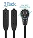 Maximm Cable 1 Ft 360&deg; Rotating Flat Plug Extension Cord/Wire, 12 Inch Multi Outlet Extension Wire, 3 Prong Grounded Wire - Black - 3 Pack, UL Listed