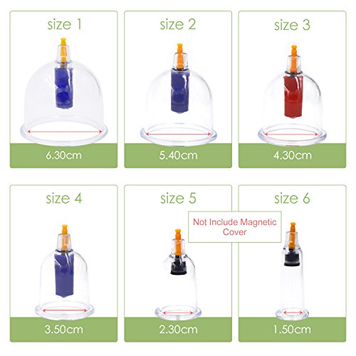 Chinese Cupping Therapy Set by DigHealth, 12 Vacuum Air Suction Cups with Pumping Handle,Wet/Dry