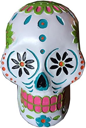 Day of the Dead Tattooed Resin Sugar Head Skull Display