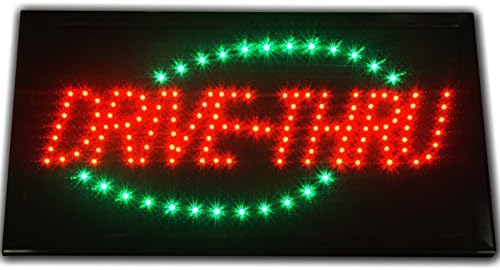 Bright Animated DRIVE THRU lane fast food 24x13" LED Light Open Sign On Off switch neon Display