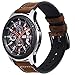 Fullife Compatible with Galaxy Watch 46mm Bands Leather and Silicone Hybrid Sports Band Replacement For Samsung Galaxy Watch Band Galaxy Watch 3 45mm Smart Watch, Coffee