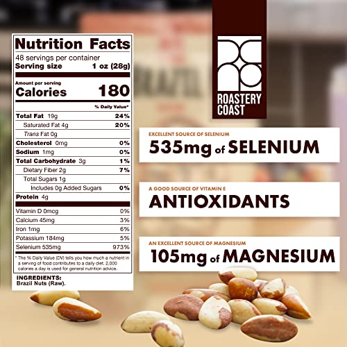 Roastery Coast DAILY NUTS Whole Raw Brazil Nuts Selenium Bulk