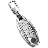 YONUFI for Nissan Key Fob Cover Smart Key Case Holder Protector Compatible for Titan Pathfinder Frontier Rogue Altima Kicks Murano Armada Maxima (JNS-Silver)