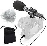 Movo On-Camera Stereo Video Microphone with Windscreens & Case for Nikon D850, D810, D800, D750, D610, D600, D500, D7500, D7200, D7100, D5600, D5500, D5300, D5200, D3300, D3200, D4, D5 DSLR