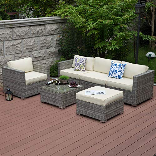 Tribesigns 6 Pieces Patio Furniture Sofa Set, Outdoor Conversation Sectional Sofa Set with PE