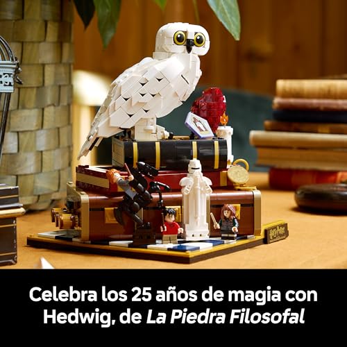Harry Potter Piedra Filosofal: Edición para Coleccionistas - Maqueta para Adultos de Escena de Película - Decoración del Hogar - Figura de Lechuza Hedwig y 3 Minigfiguras - Regalo para Fans 76466
