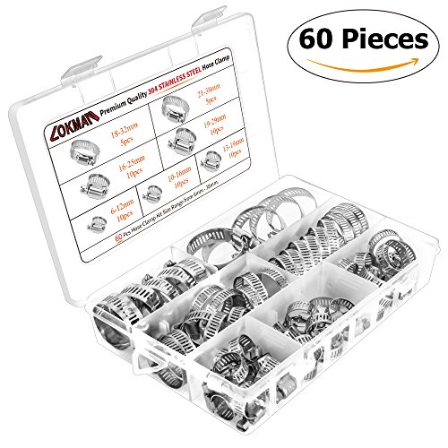 LOKMAN Hose Clamp, 60 Pieces Stainless Steel Adjustable 6-38mm Range Worm Gear Hose Clamp, Fuel Line Clamp for Plumbing, Automotive And Mechanical Applications - Thumbnail 5