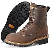 Carolina Elm Logger 8" Steel Toe Boots - Waterproof Work Boots - Slip-Resist Logger Footwear - Memory Foam Comfort Mens Shoes - Welt Construction - One-Piece Rubber Lug Outsole - EH Rated