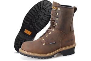 Carolina Elm Logger 8" Steel Toe Boots - Oil & Slip Resistant Outsole - Memory Foam Footbed - EH Rated Industrial Work Boots