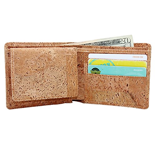 RFID Blocking Wallet for Men, Boshiho Natural Cork Credit Card Holder Wallet