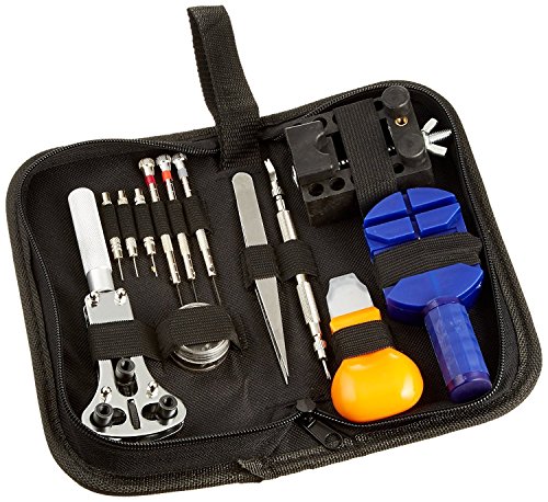 Click Here to See More Images Watch Repair Kit Professional Tools - All in One Portable Zippered Case 13PCS Watch Back Removal Tool, Watch Link Remover, Repair Screwdrivers, Jewelry Repair Tool Kit For Watchmakers and Novice