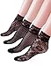 VERO MONTE 4 Pairs Women's Patterned Lace Fishnet Ankle Socks (Black) 41521