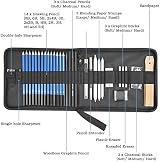 H & B Drawing Sketching Pencils Set 35 Pack Art Kit with Sketch Pad Case view 2