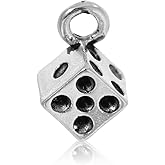 PEPPERLONELY 20pc Antiqued Silver Alloy 3D Dice Charms Pendants 11x11mm (3/8" x3/8")