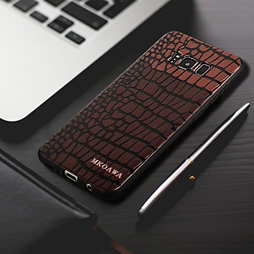 Galaxy S8 Case,MKOAWA Samsung Galaxy S8 Case (5.8 inch) with Resilient Shock Absorption and Carbon Fiber Crocodile pattern Design for Samsung Galaxy S8 (2017) (Brown)