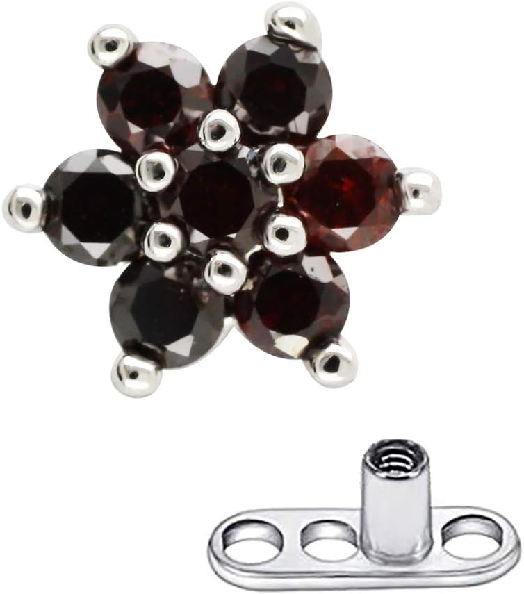 Dermal Anchor G23 Titanium PVD Plated Flower Seastar Black CZ Body Jewelry Anchor Dermal Tops